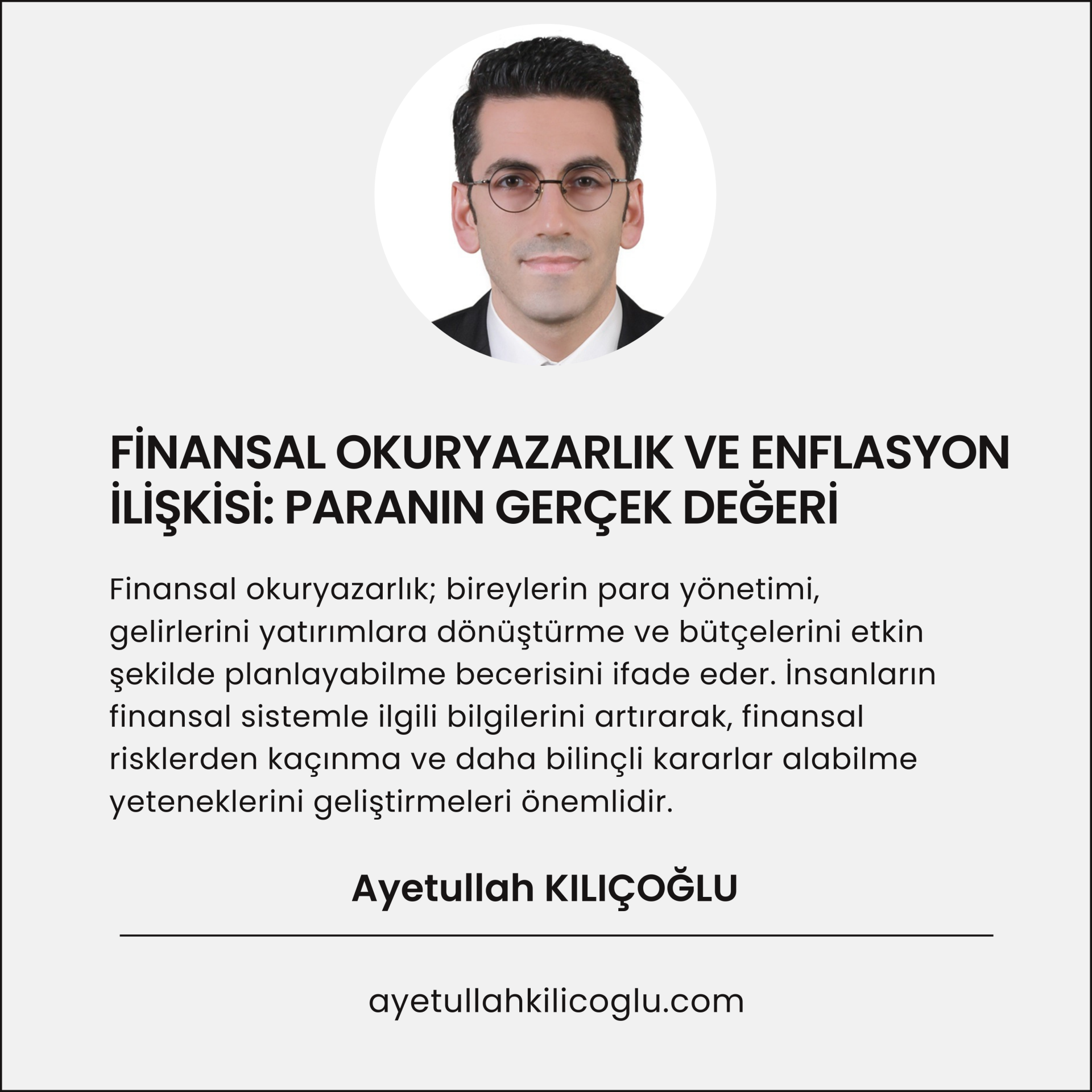 FİNANSAL OKURYAZARLIK VE ENFLASYON